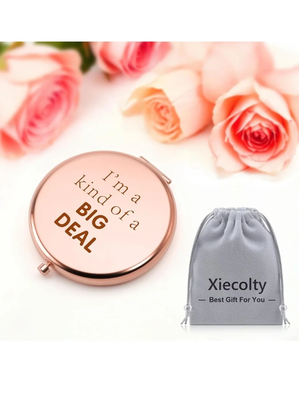 Rose Gold Compact Mirror with 